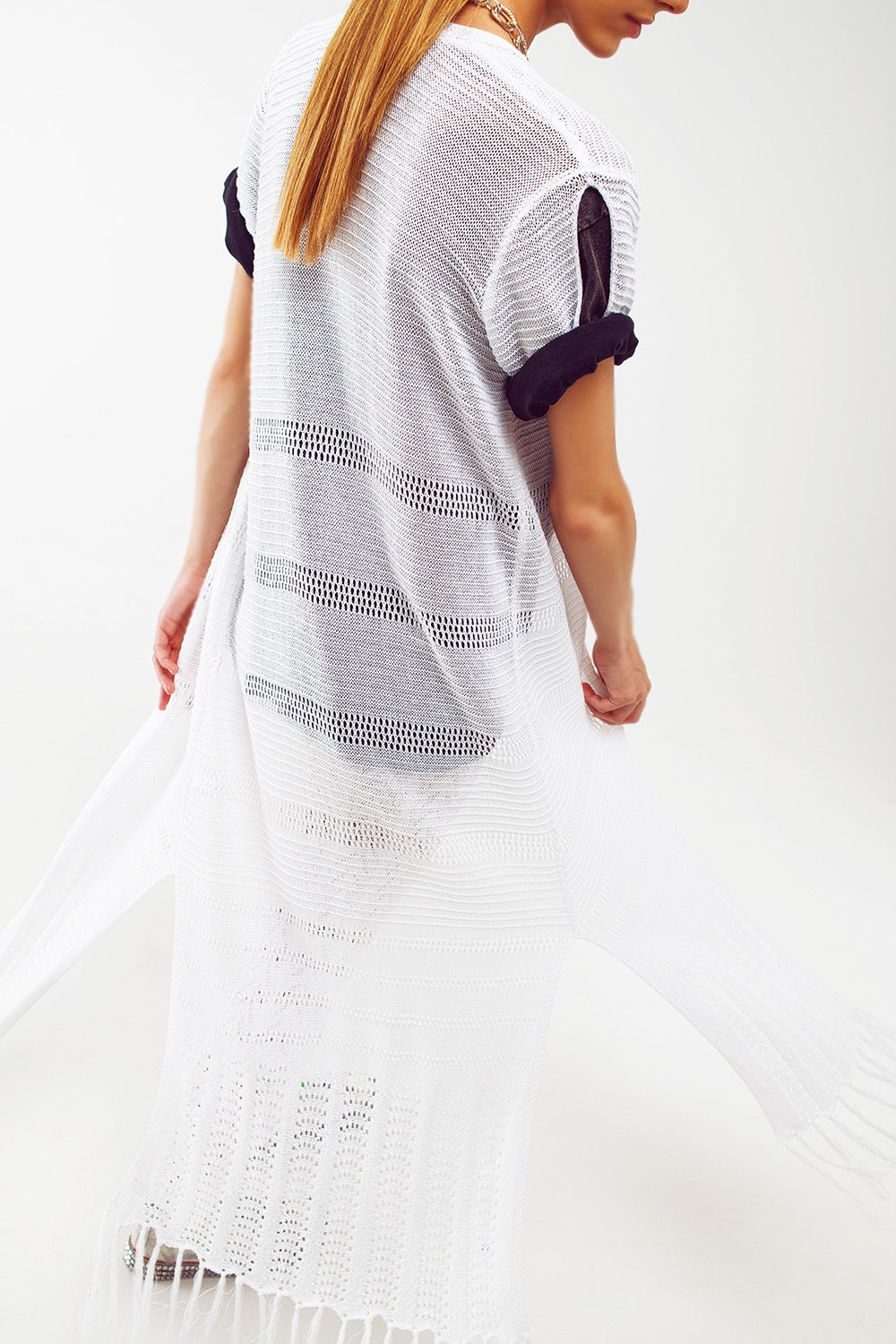 Maxi Knitted Cardigan in White - Cardigans