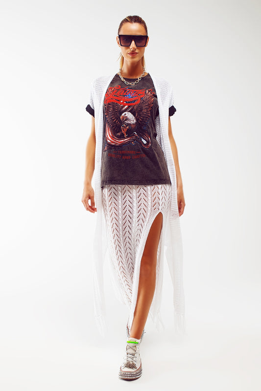 Maxi Knitted Cardigan in White - Cardigans