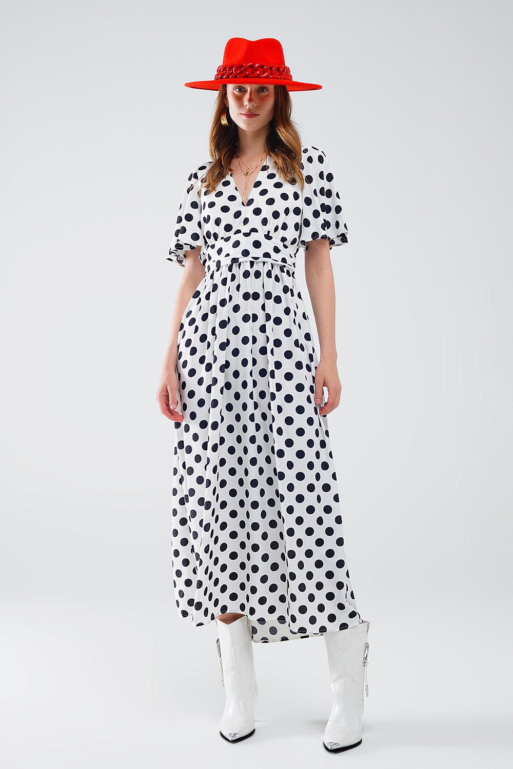 Maxi polka dot dress with open back detail - Dresses