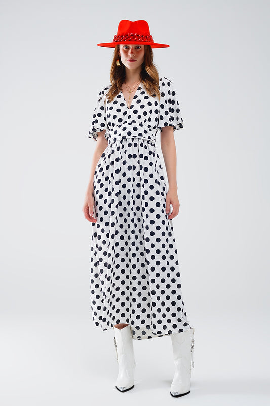 Maxi polka dot dress with open back detail - Dresses