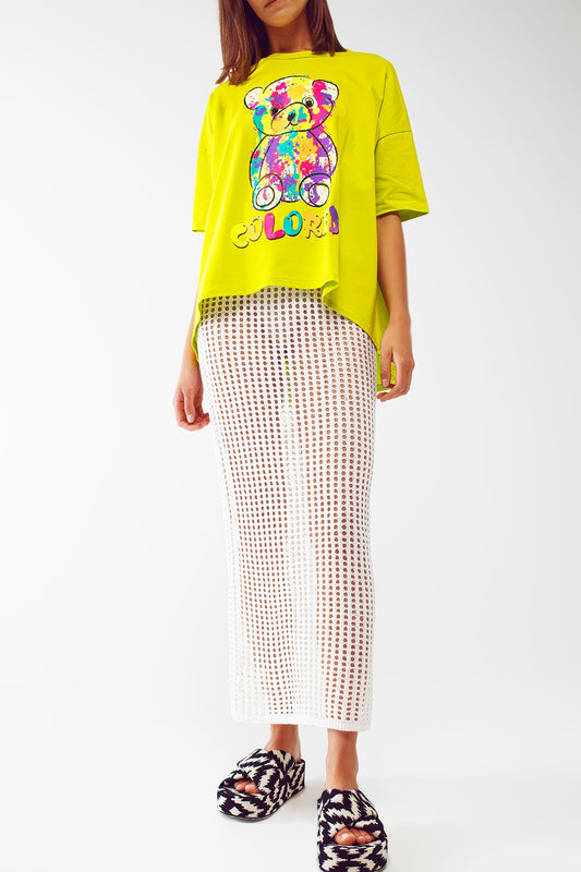 maxi sheer crochet skirt in white - Skirts