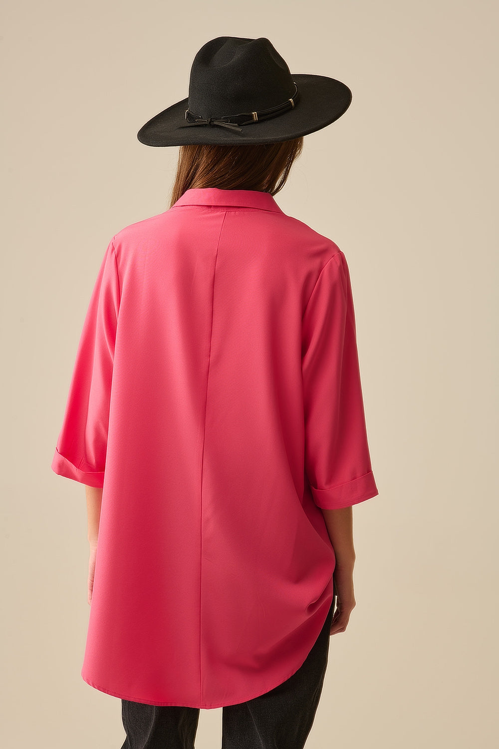maxi Shirt made of very soft and light fabric in coral color - Shirts