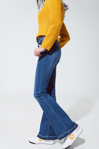 Medium blue skinny flared jeans