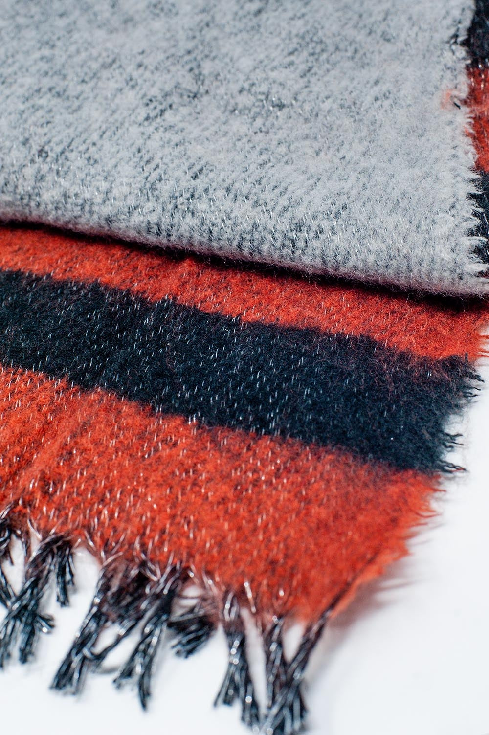 Melange mix stripe scarf in red - Scarves