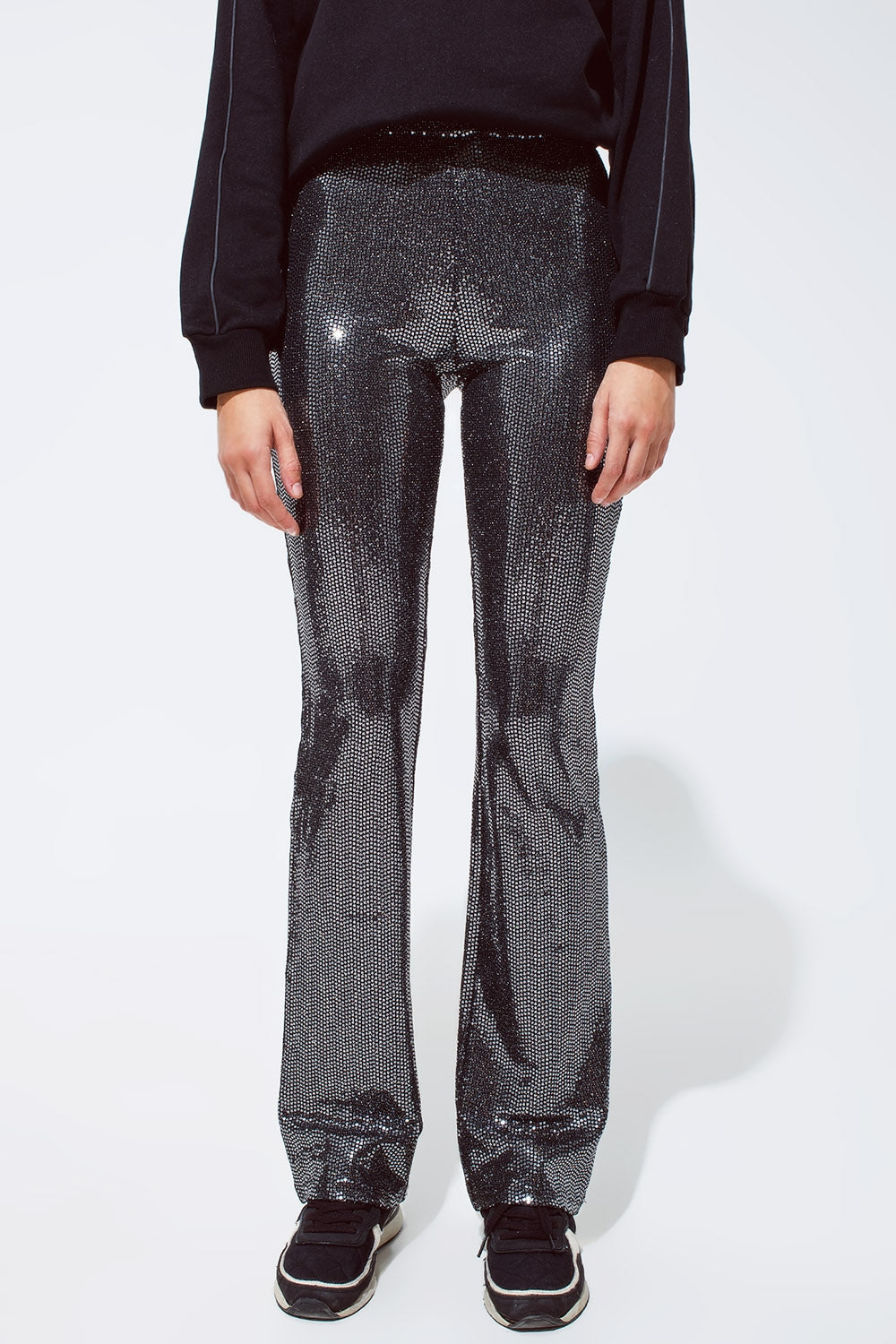 Metallic fabric flare Leggings in silver - Trousers