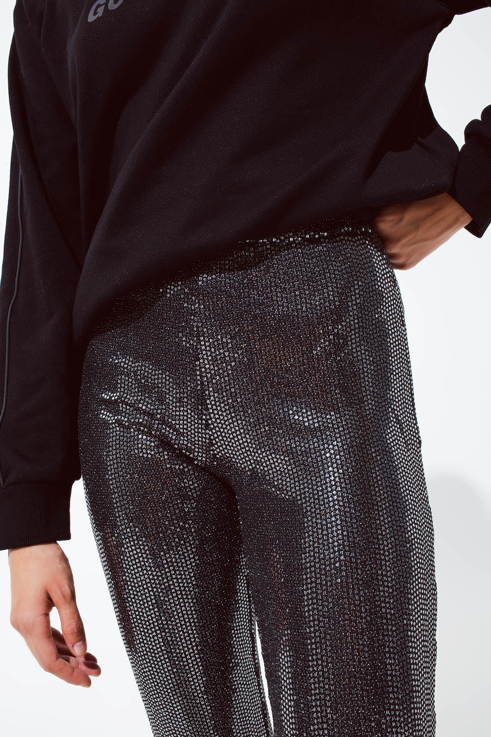 Metallic fabric flare Leggings in silver - Trousers