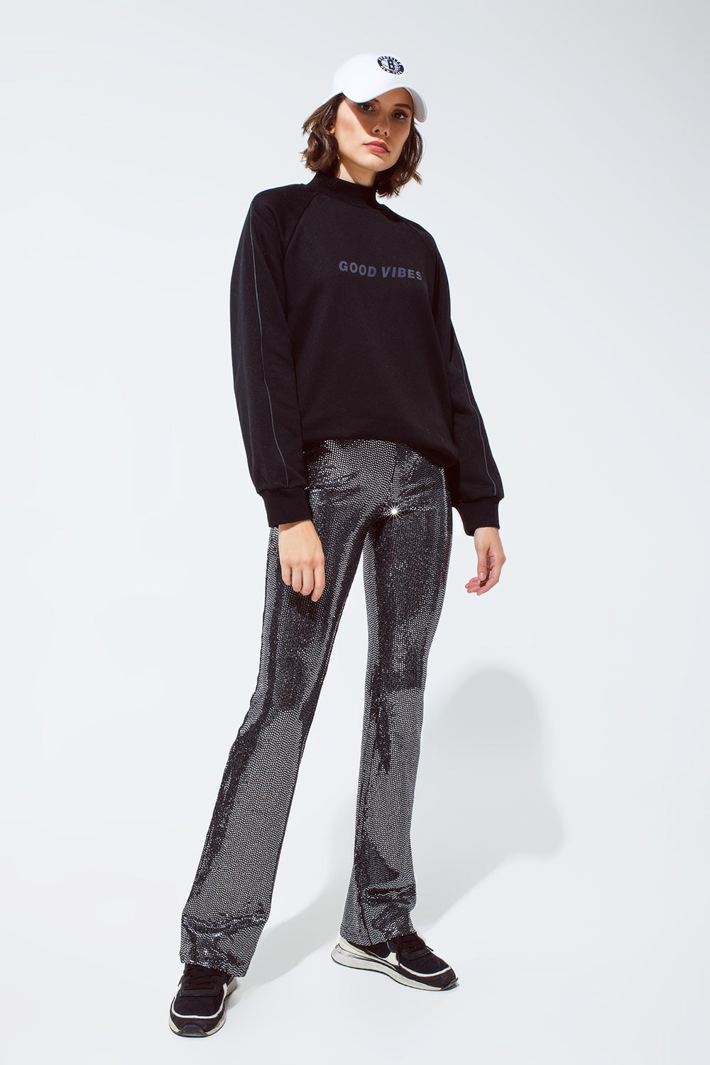Metallic fabric flare Leggings in silver - Trousers