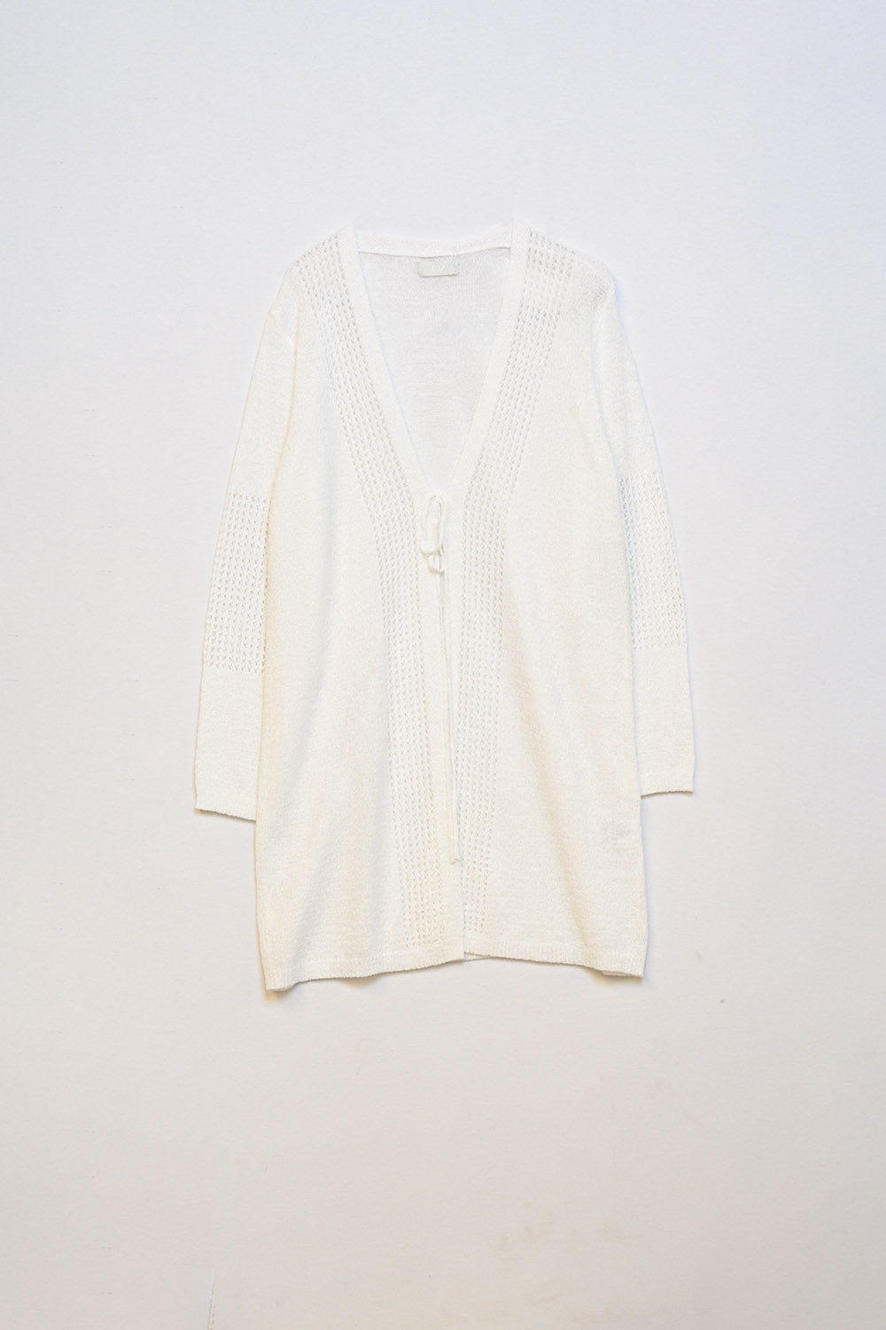 Midi Crochet Drawstring Cardigan in White - Cardigans