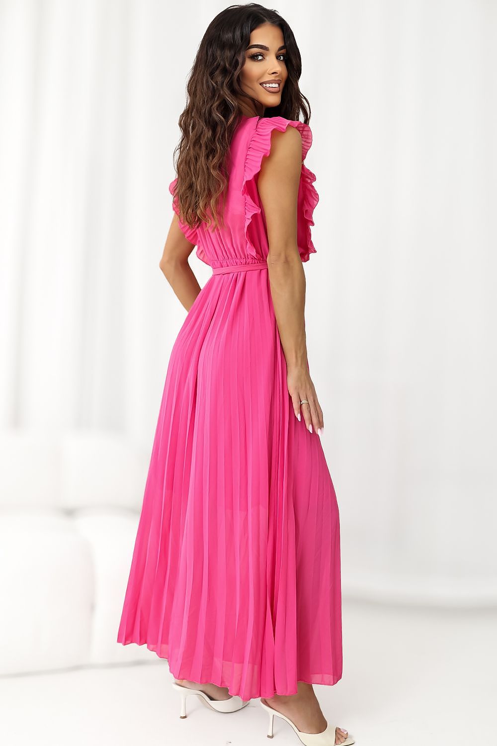 Rue Paris Elegant Pink Midi Dress for Women - Dresses