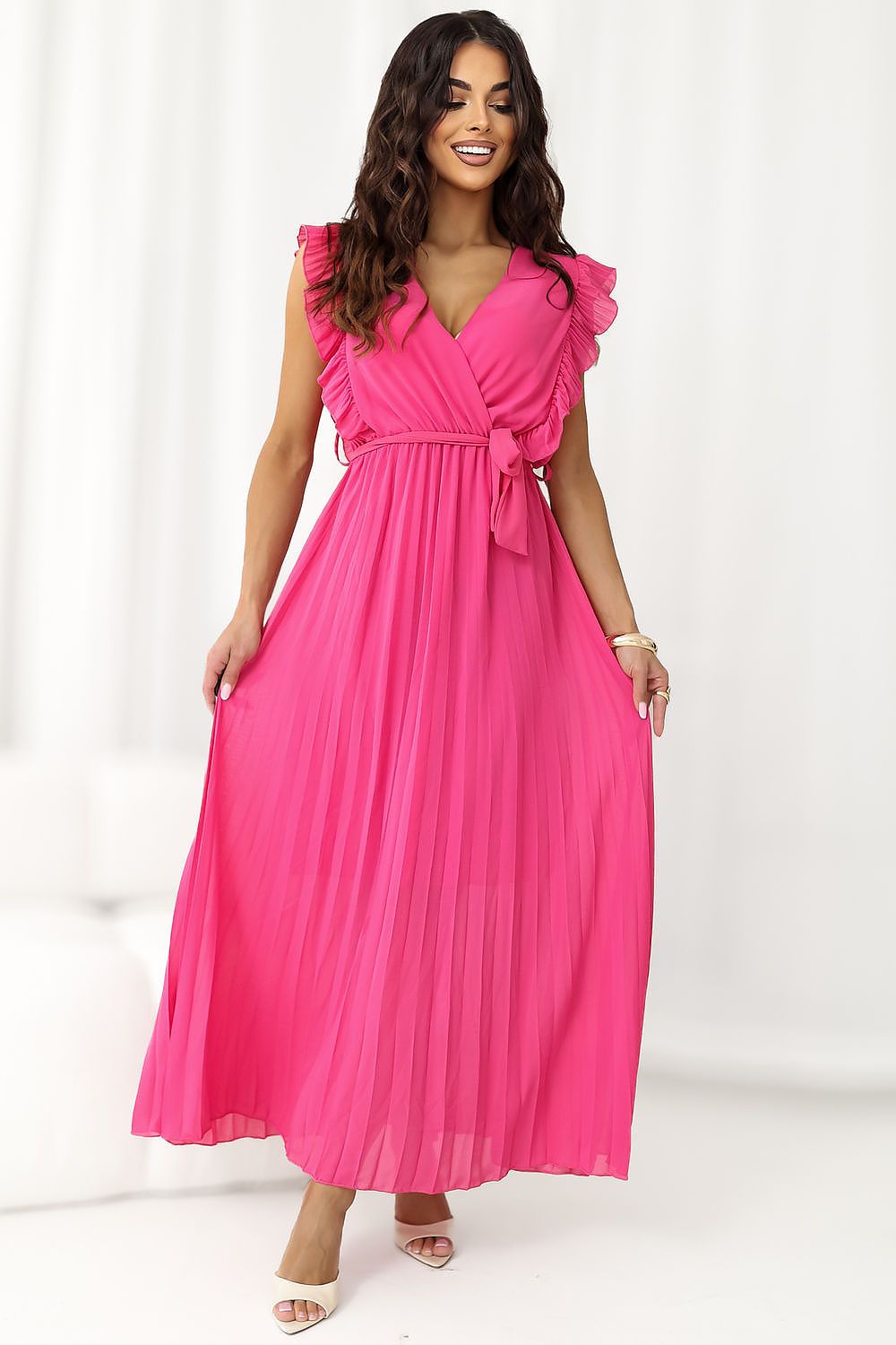 Rue Paris Elegant Pink Midi Dress for Women pink one-size-fits-all - Dresses