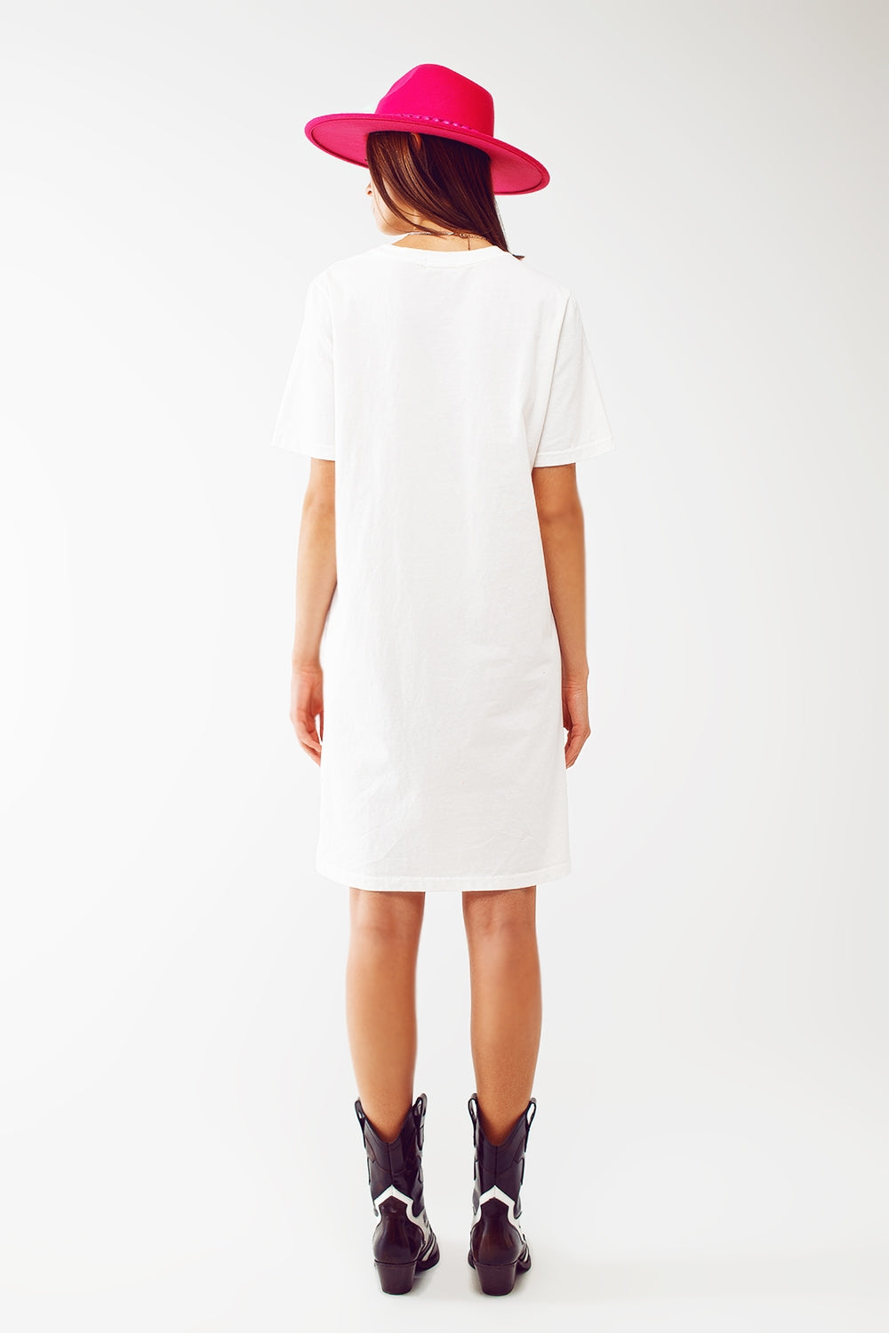 midi t-shirt dress in white boston 1984 university - Dresses