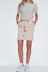 Mini jupe beige avec boutons devant