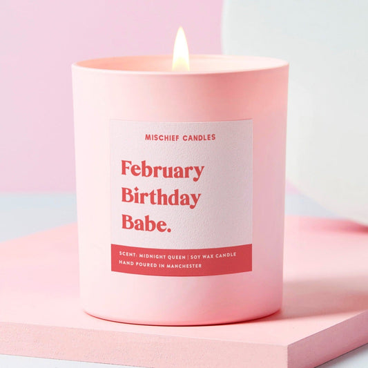 February Birthday Gift Funny Gift Candle February Birthday Babe - Gifts > Birthday Gifts