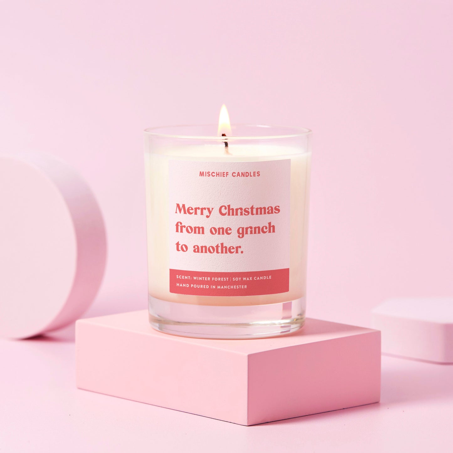 Funny Christmas Gift for Her Friend: One Grinch to Another Candle - Candles
