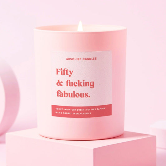 Funny Pink Candle Gift for 50th Birthday by Mischief Candles - Gifts > Birthday Gifts