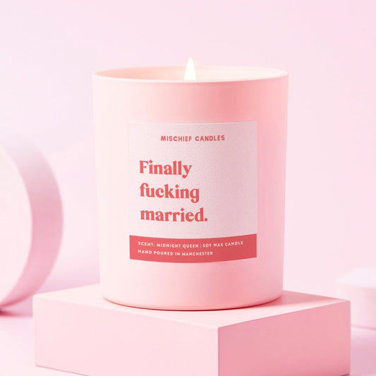 Wedding Gift Funny Wedding Gift Candle Finally Fucking Married - Gifts > Wedding Gifts