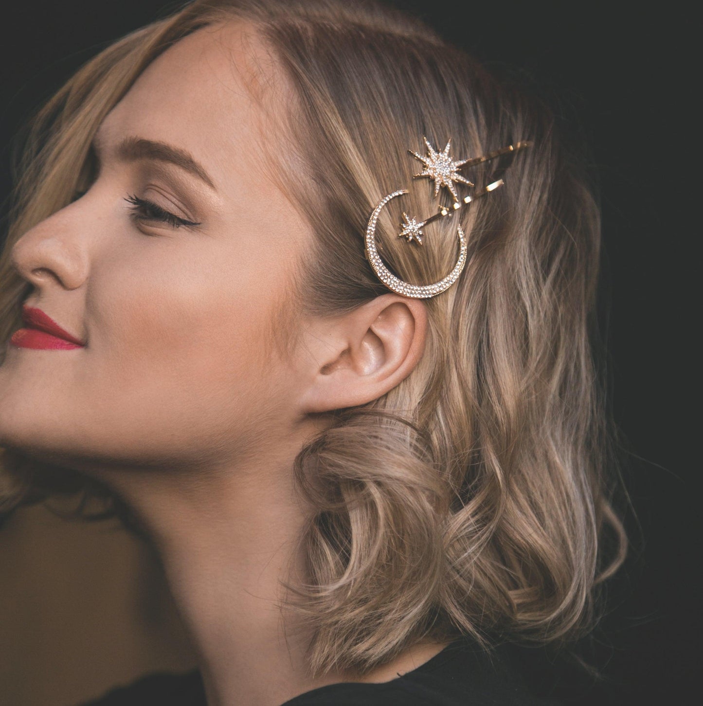 Juno Moon & Star Hair Clip Set | Gold - Hair Clip