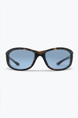 Multicolor Tortoiseshell Frame Blue Tinted Oval Sunglasses