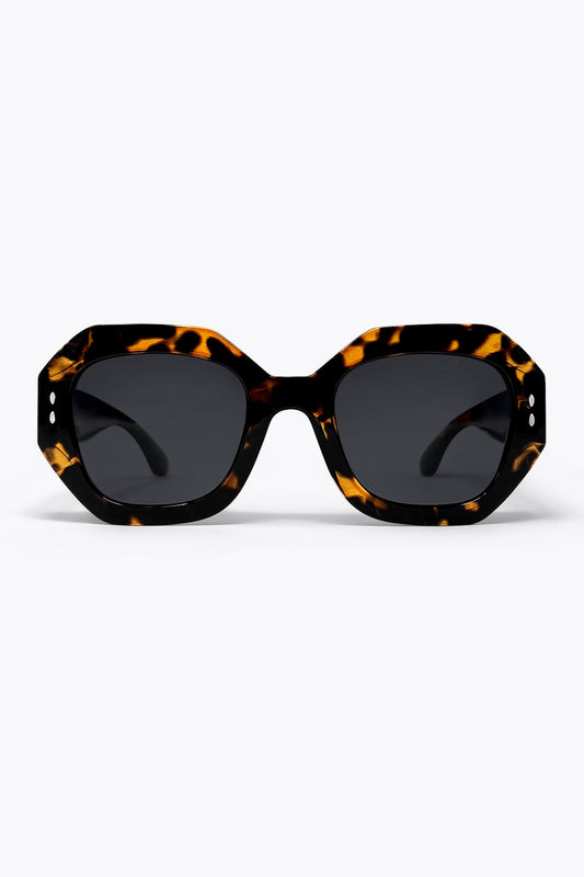 Multicolor Tortoiseshell Octagon Frame Oversize Sunglasses - Accesorios