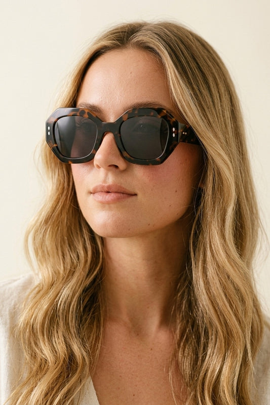 Multicolor Tortoiseshell Octagon Frame Oversize Sunglasses - Accesorios