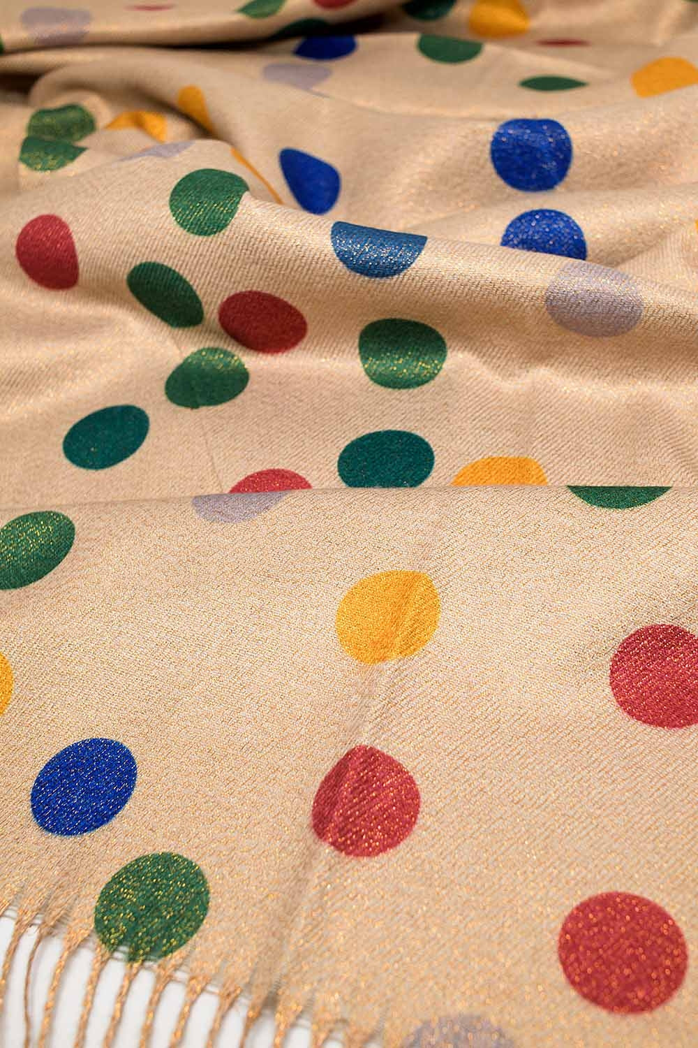 Multicolored Polka Dot soft Scarf in Beige - Scarves