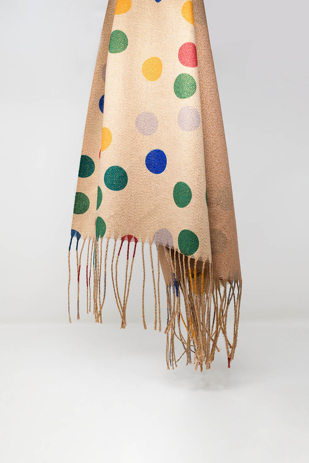 Multicolored Polka Dot soft Scarf in Beige - Scarves
