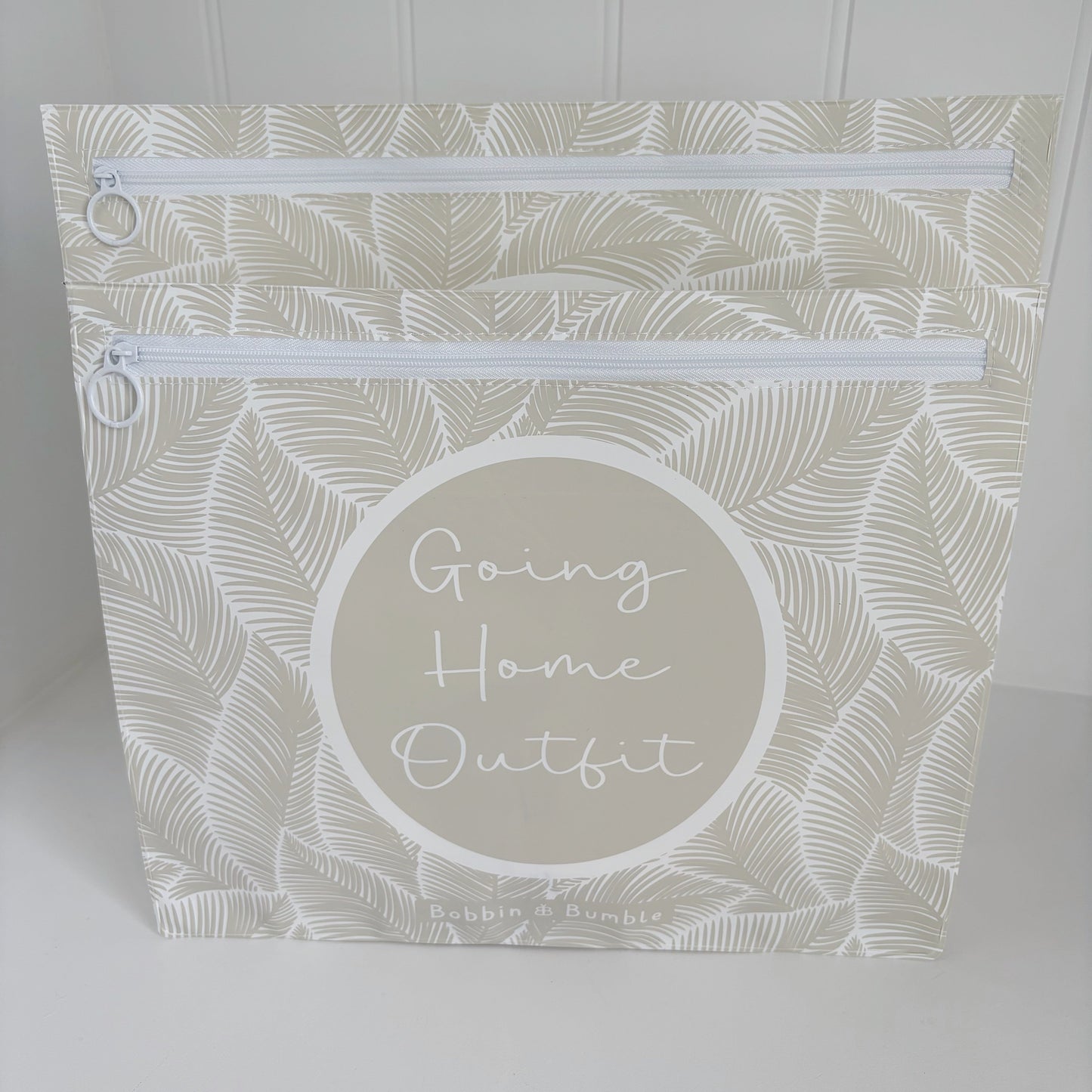 Hospital Bag Organiser Pouches - Unisex Beige Leaf Print - Baby & Toddler