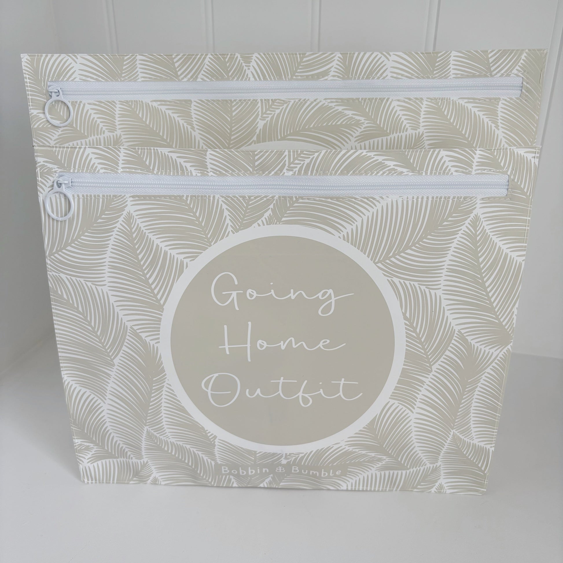 Hospital Bag Organiser Pouches - Unisex Beige Leaf Print - Baby & Toddler