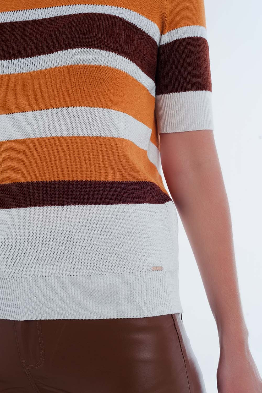 Mustard striped open knit sweater - Jumpers