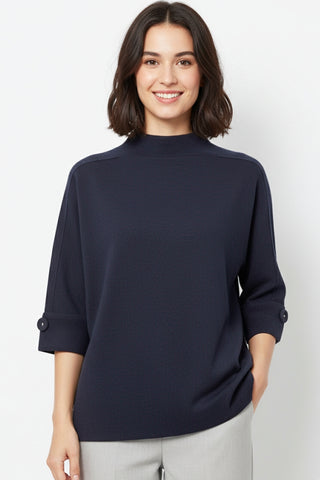 Navy Knitted Sweater with Button Details