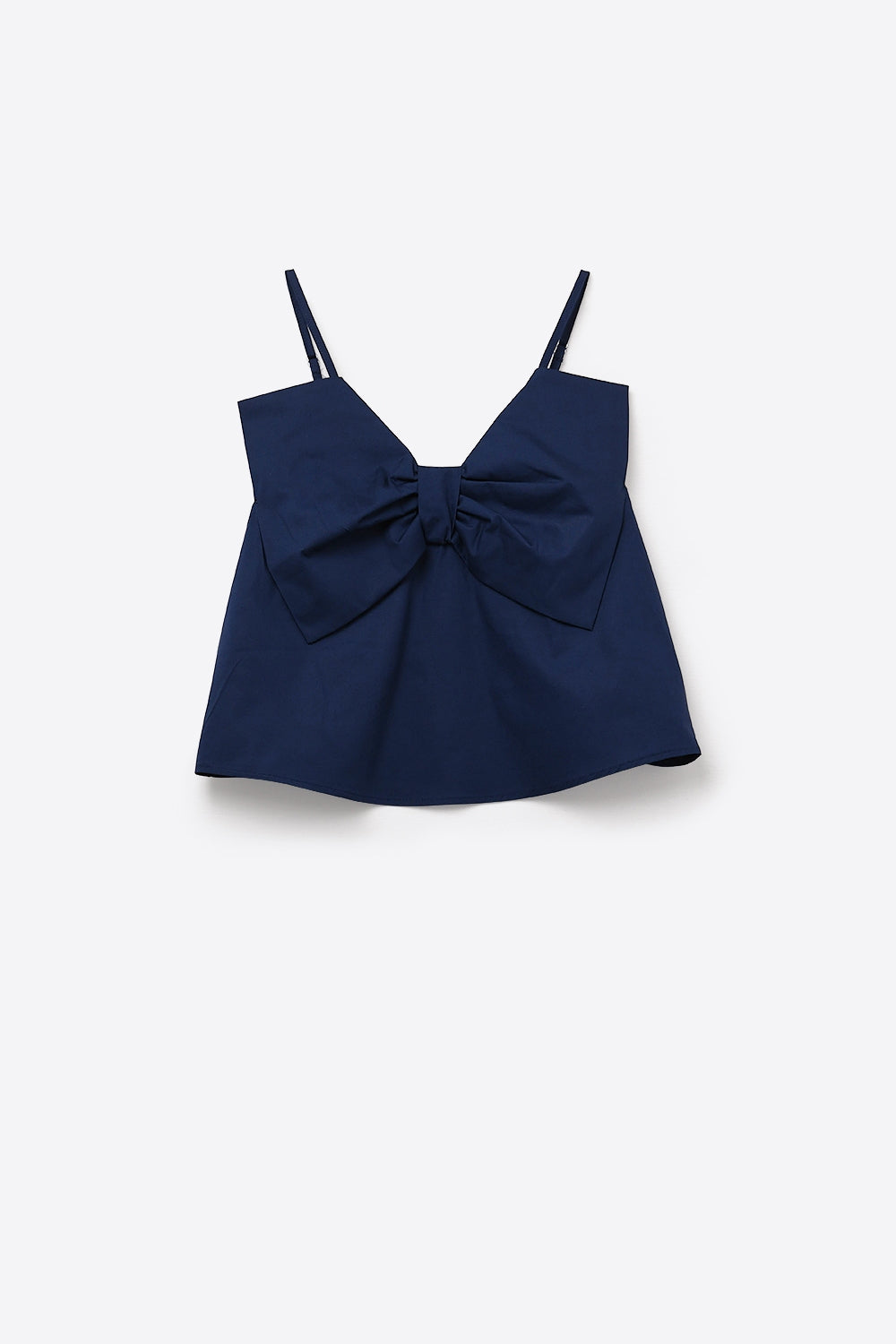 Navy poplin crop top with bow detail - Tops