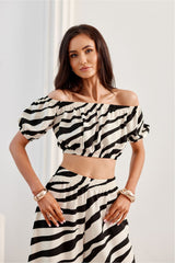 Off Shoulder Crop Top in Zebra Print
