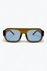 Lunettes de soleil oversize carrées monture marron olive