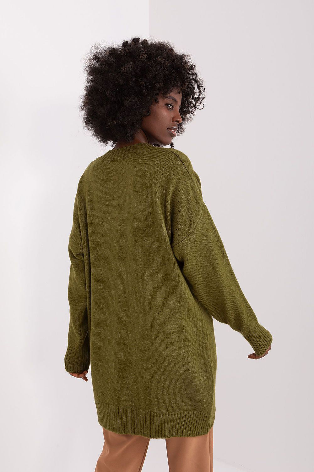 Badu Olive Green V-Neck Jumper for Women's Fashion -