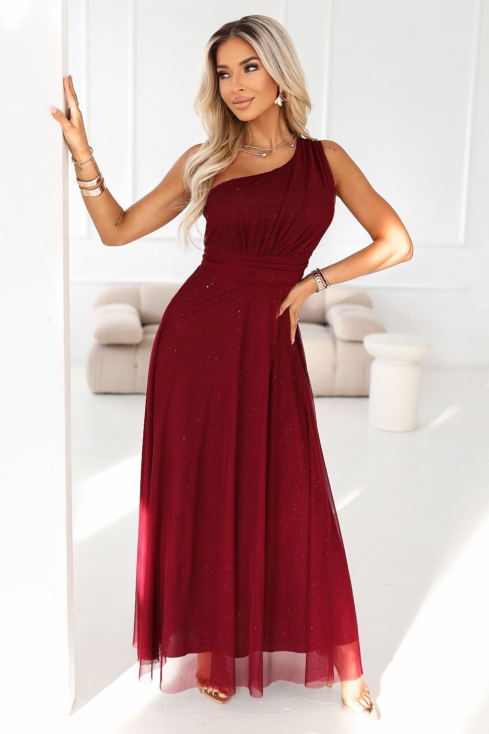 Numoco One-Shoulder Dress for Elegant Occasions red one-size-fits-all - Dress