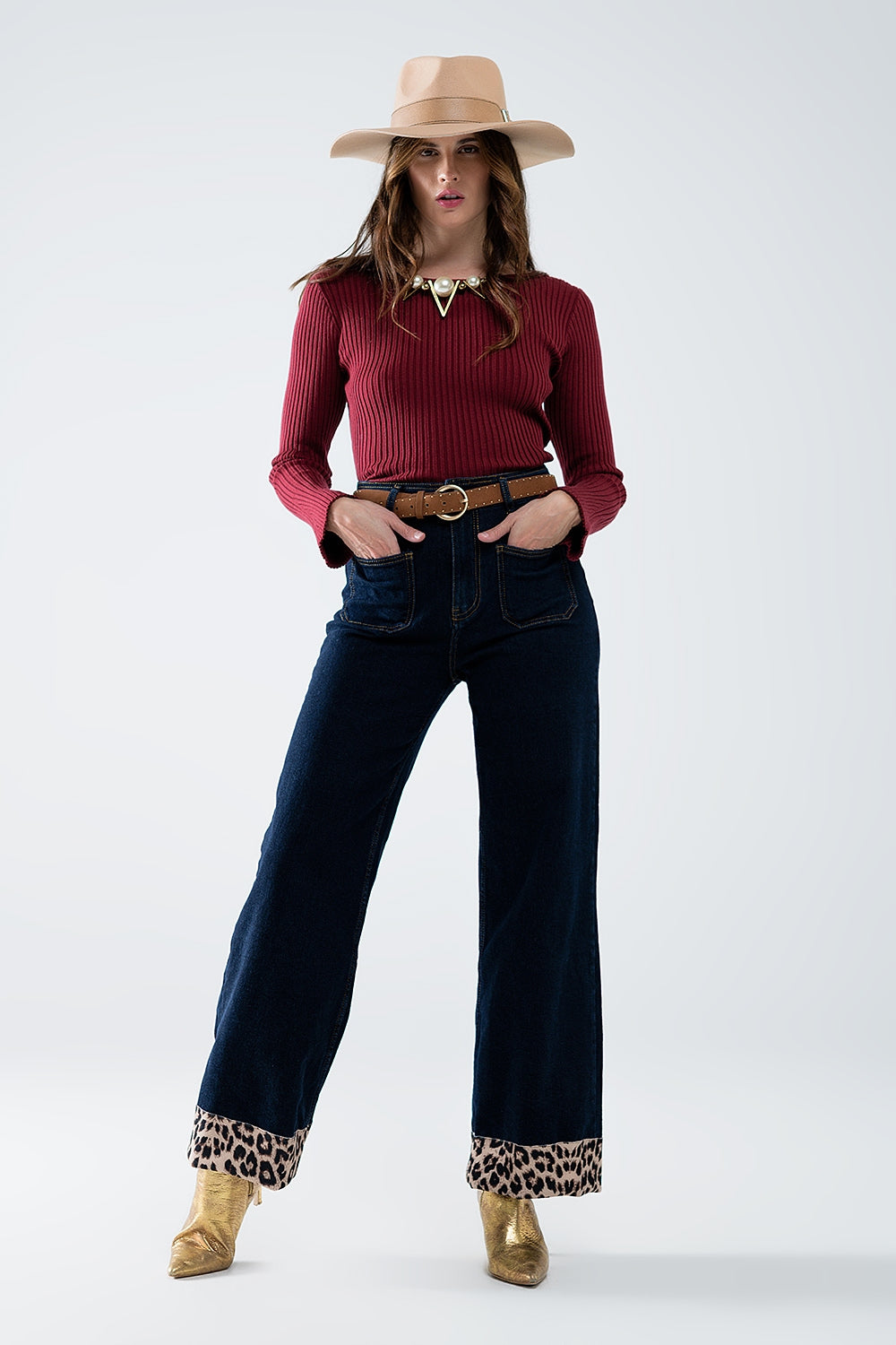 open back burgundy ribbed sweater - Jumpers