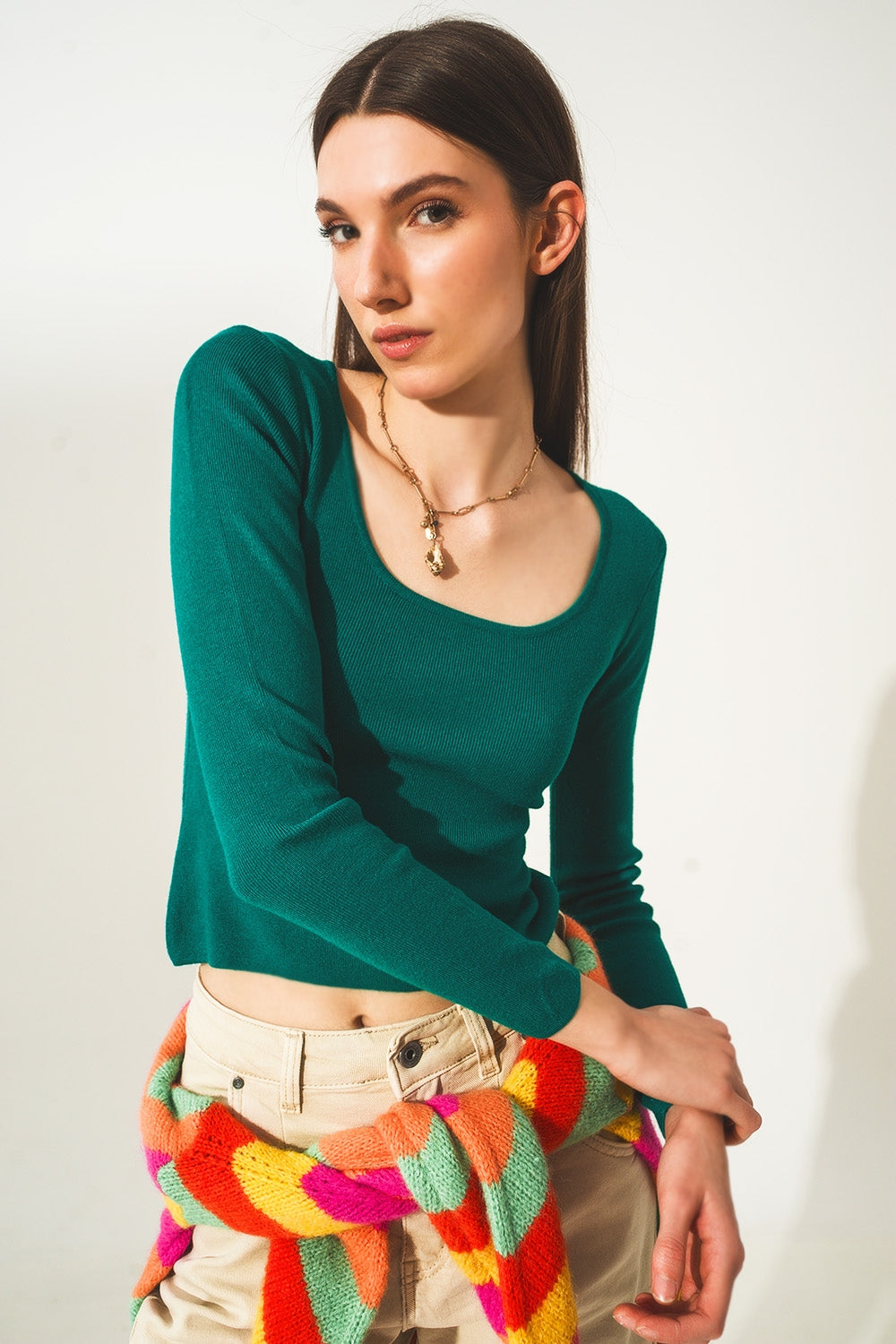 Open back jumper in green - Jumpers
