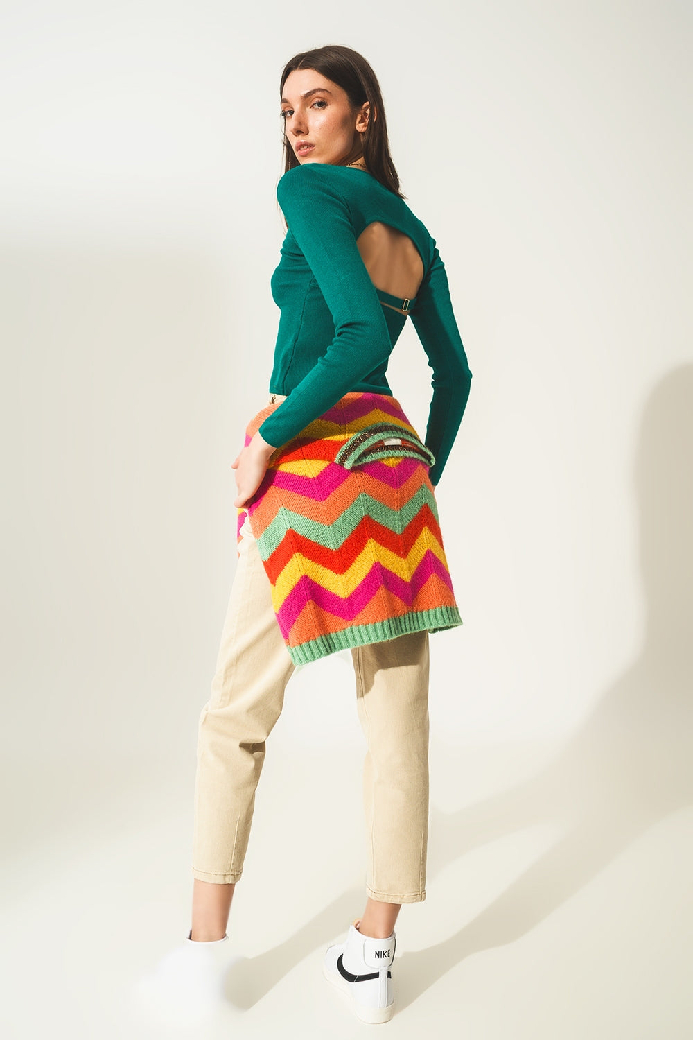 Open back jumper in green - Jumpers