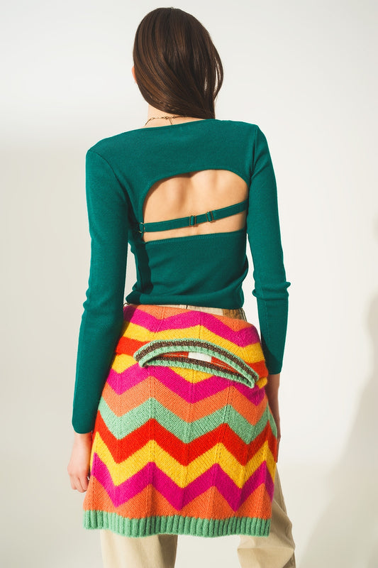 Open back jumper in green - Jumpers
