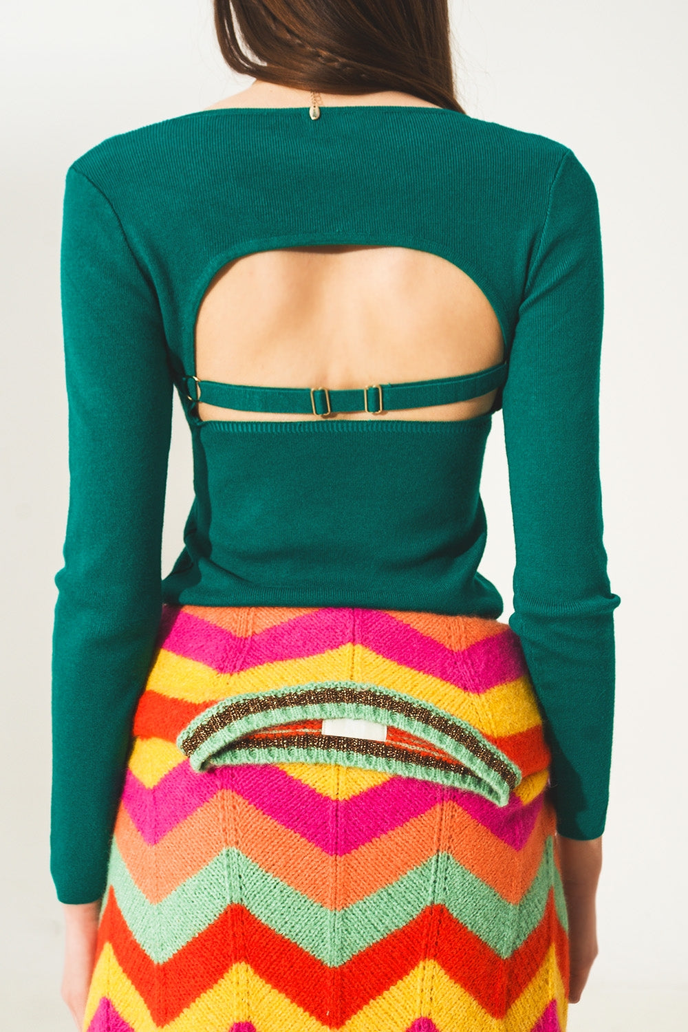 Open back jumper in green - Jumpers