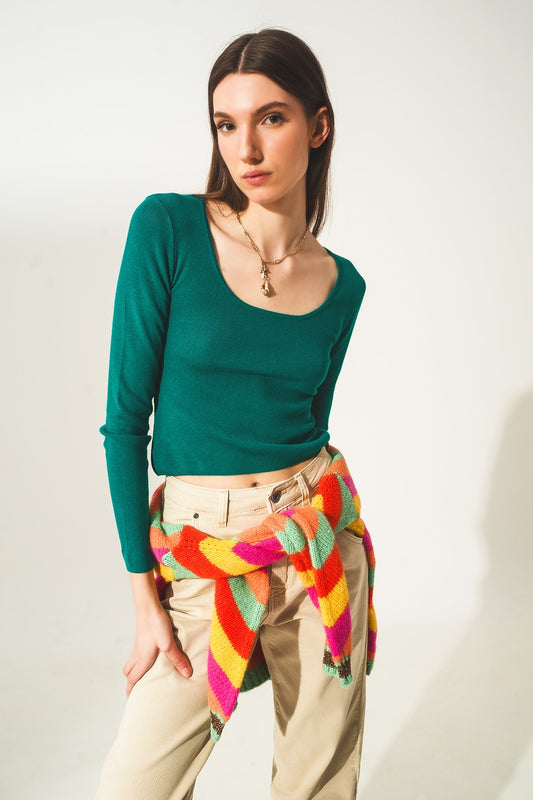Open back jumper in green - Jumpers