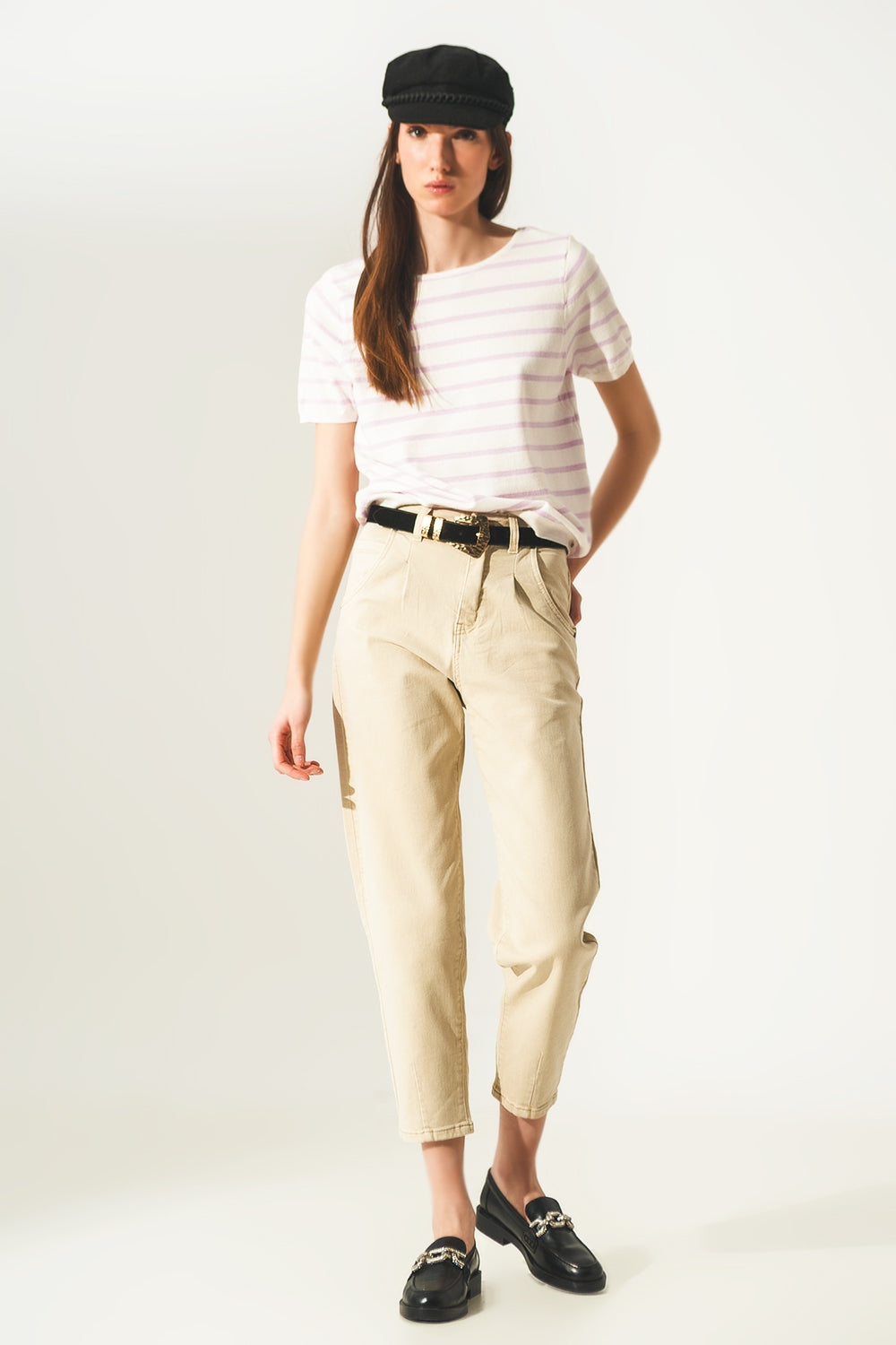 Open back lace up stripes jumper in lilac - Jumpers
