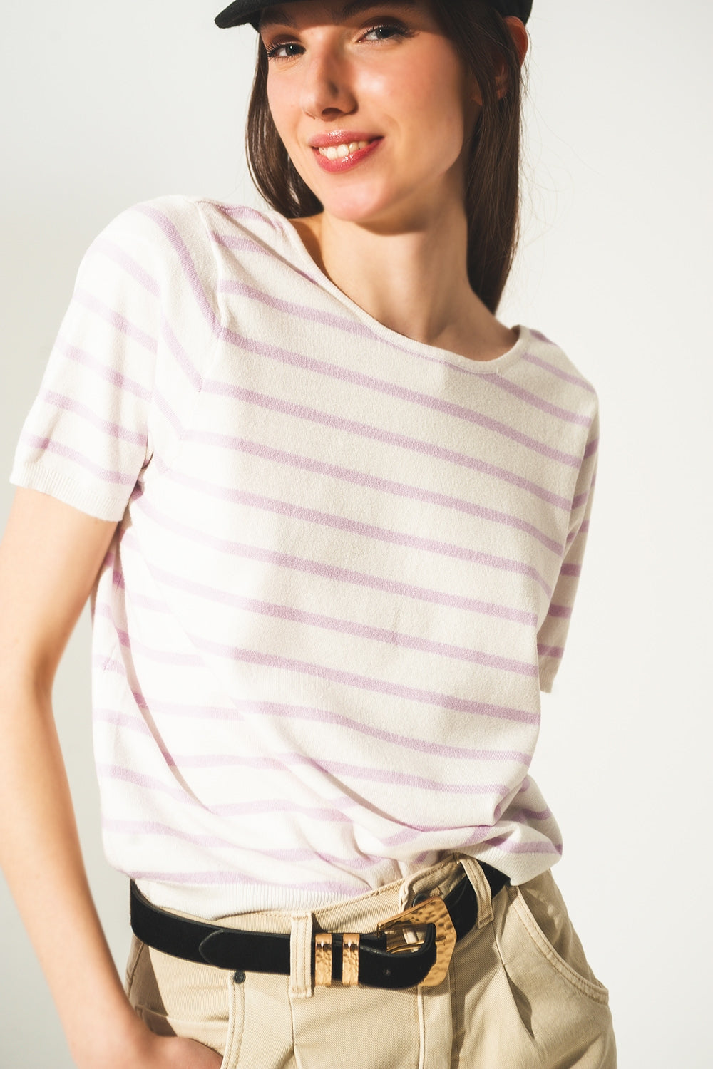 Open back lace up stripes jumper in lilac - Jumpers