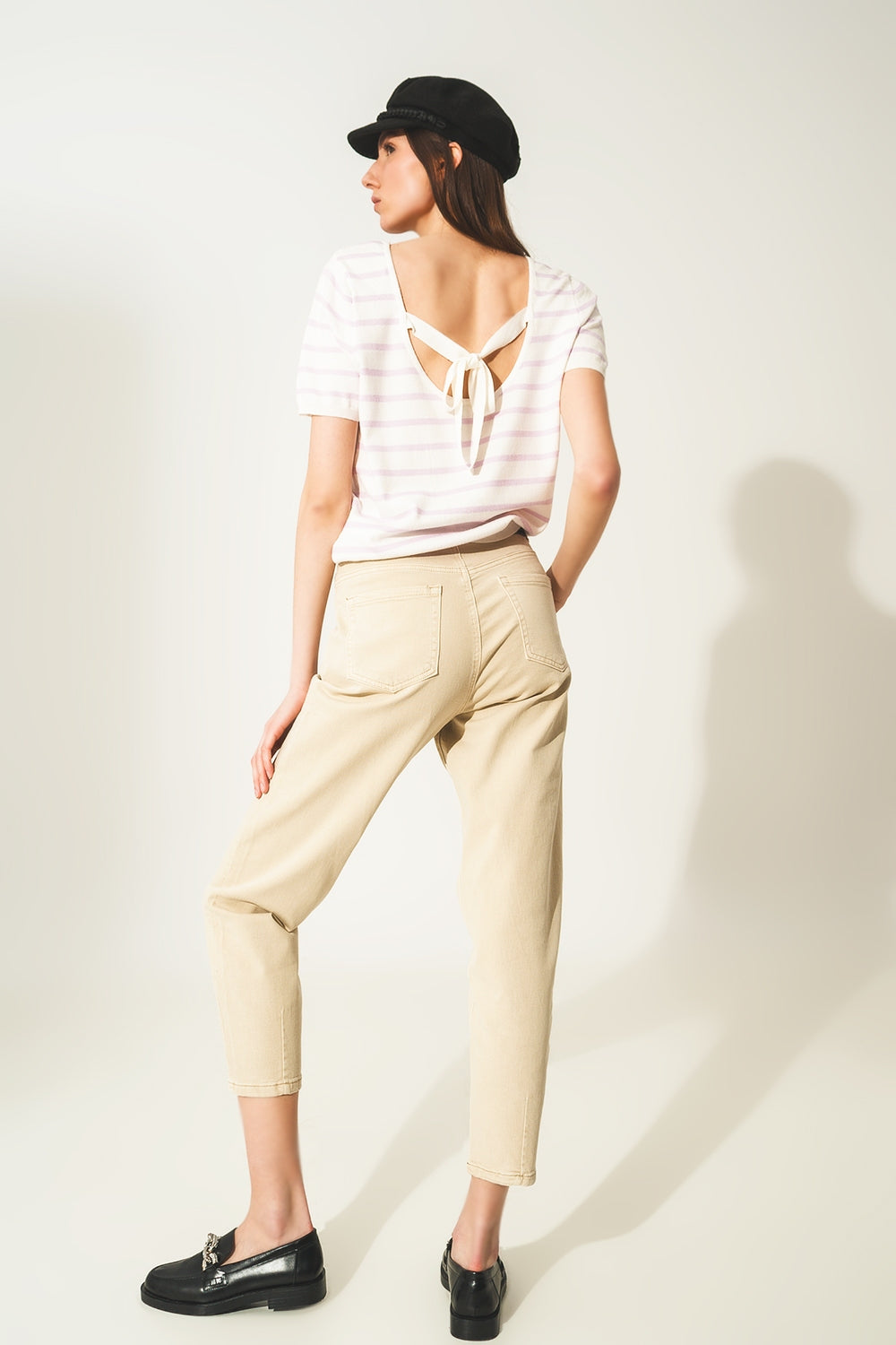 Open back lace up stripes jumper in lilac - Jumpers