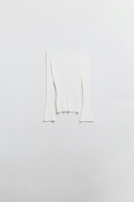open back white ribbed sweater - Jumpers