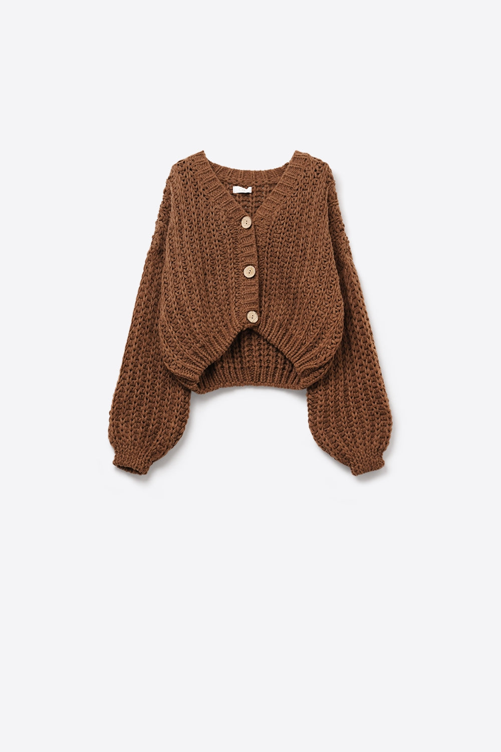 Open Knit Chunky Cardigan In Brown - Sweaters