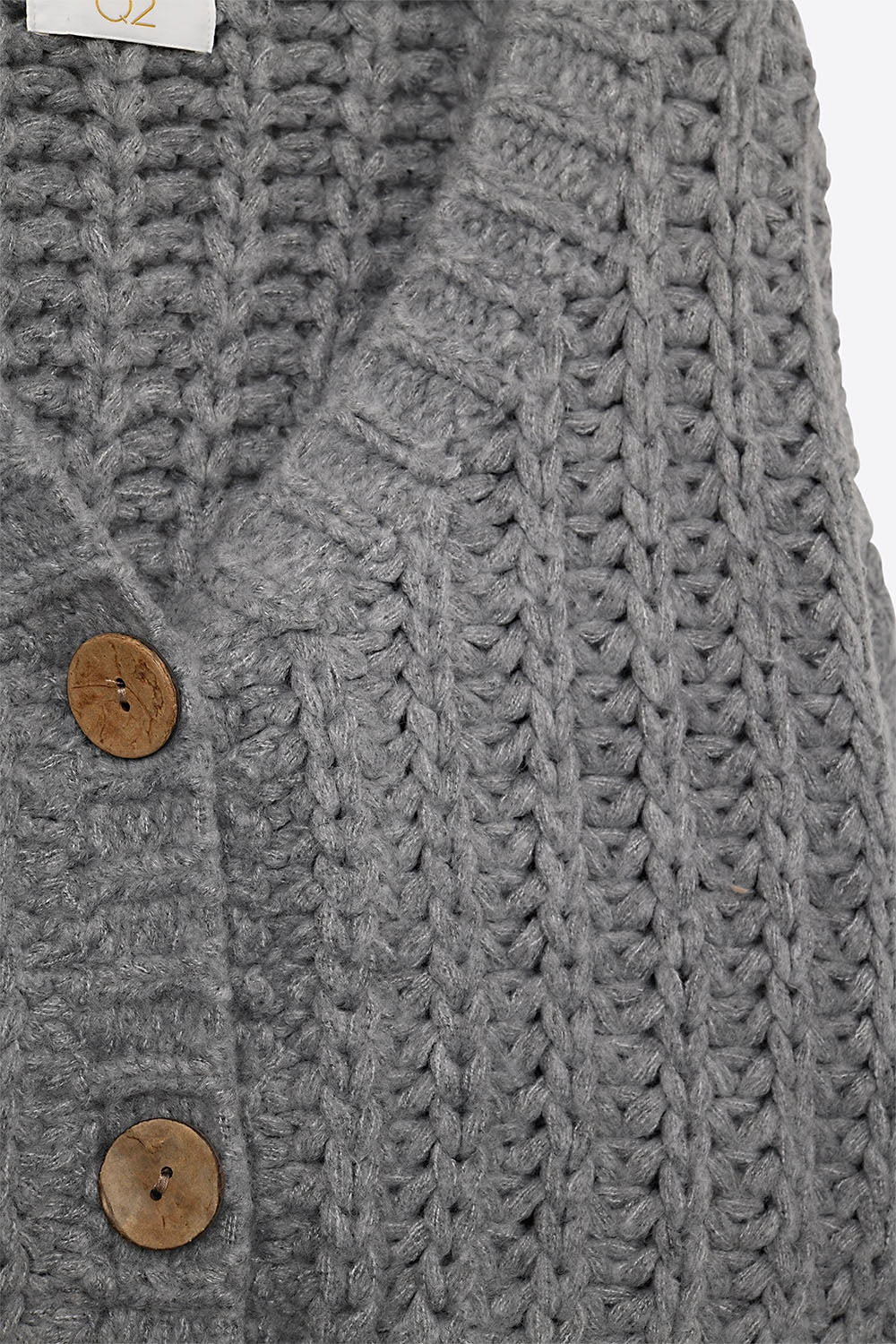 Open Knit Chunky Cardigan In grey with buttons - Coats and Jackets