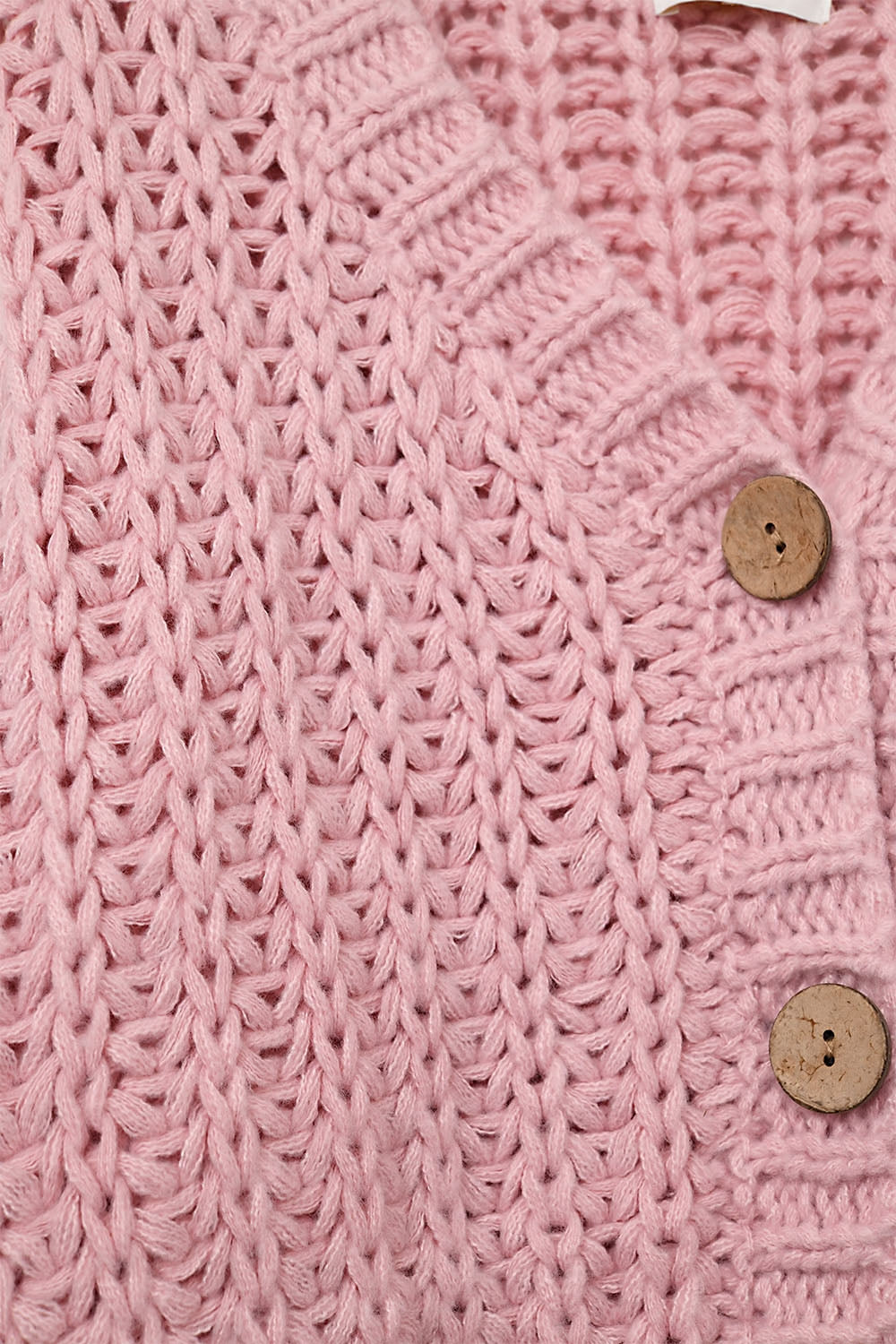 Open Knitted Chunky Cardigan in pink with relaxed sleeves - Coats and Jackets