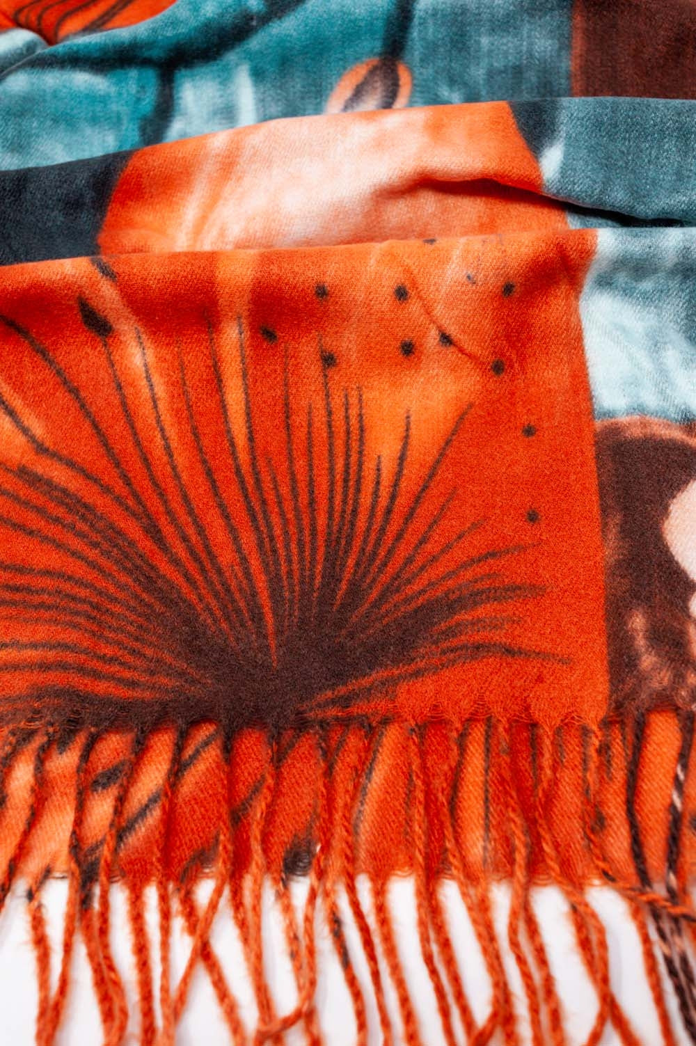 orange flower print scarf - Scarves