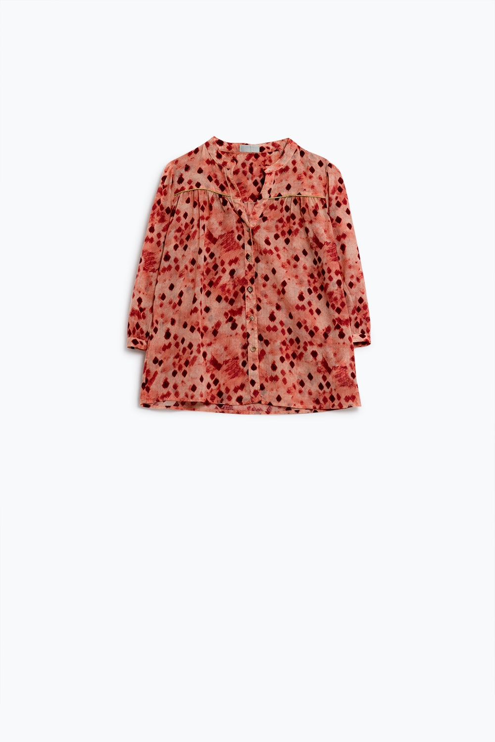 Orange Shirt With Abstract Print And 3/4 Length Sleeves - Shirts